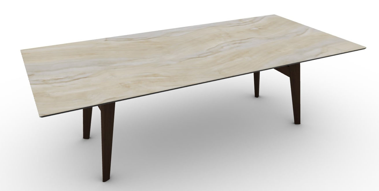 Abrey W98.4-inch Ceramic/Wood Customizable Rectangular Dining Table