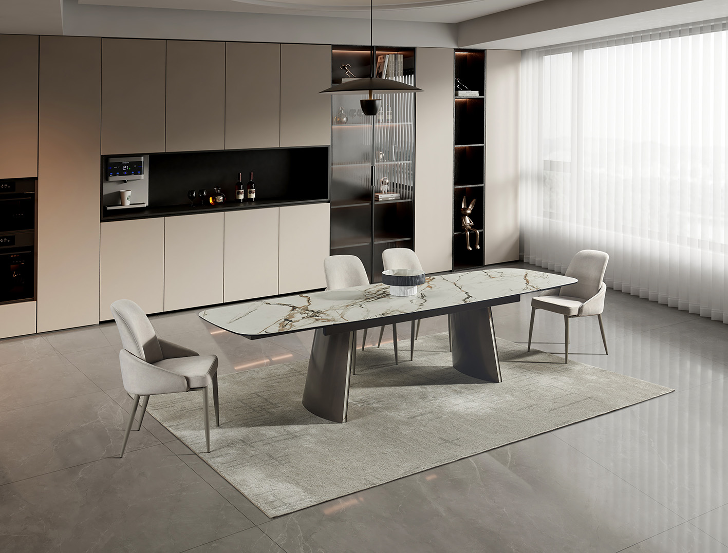 RH 888 Ceramic/Metal Extension Dining Table