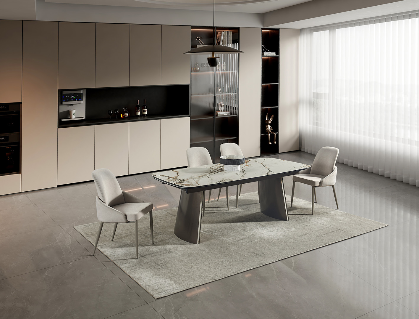RH 888 Ceramic/Metal Extension Dining Table