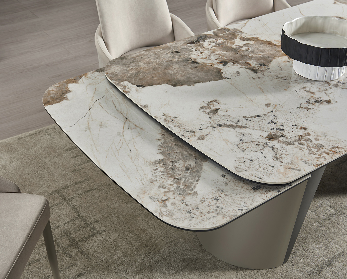 RH Morandi Ceramic/Metal Extension Dining Table