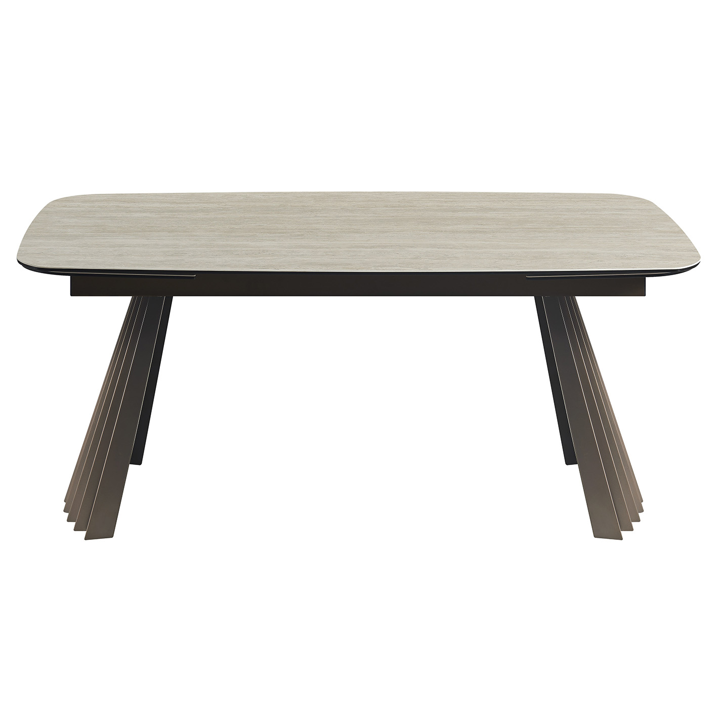 RH Warm Travertine Ceramic/Metal Extension Dining Table