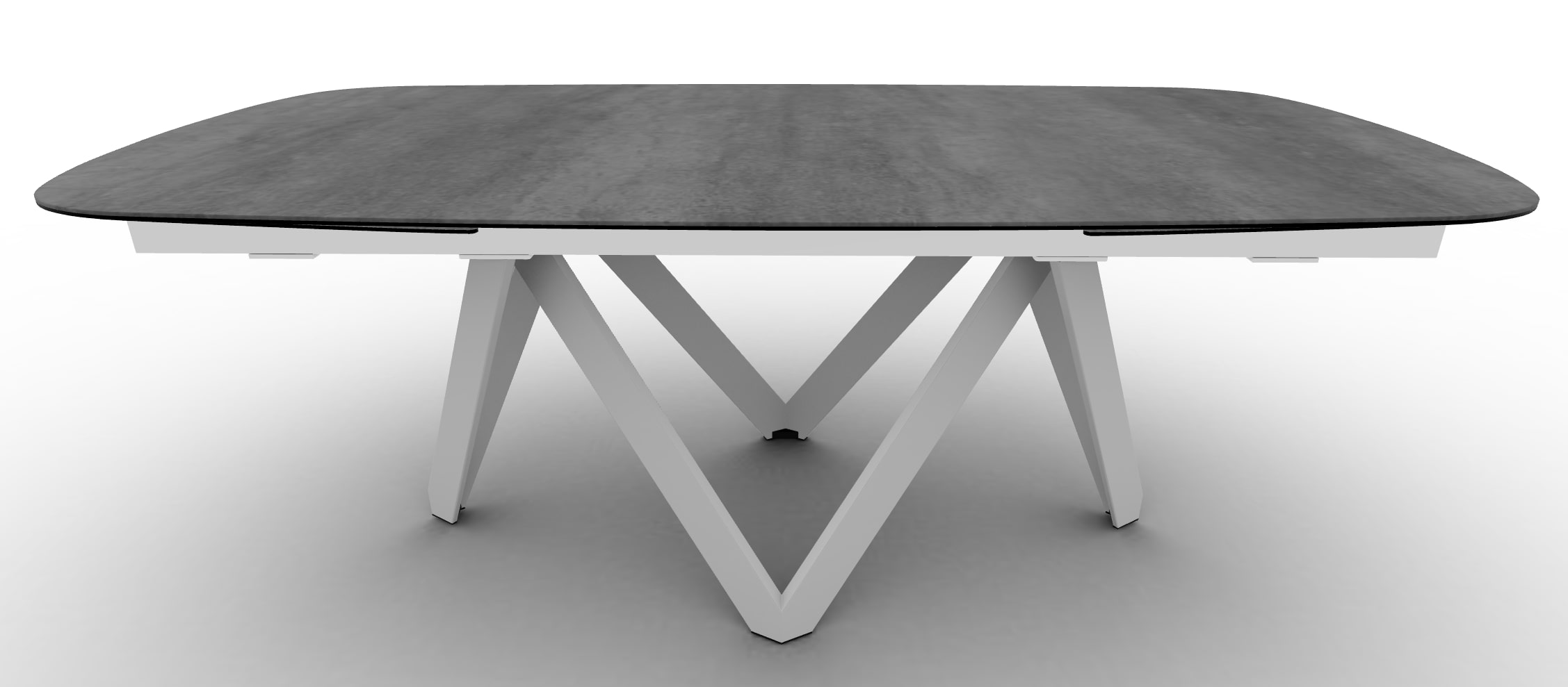 Cartesio W78.7"-97.6"-116.1" Ceramic/Metal/Wood Customizable Extendable Elliptical Dining Table