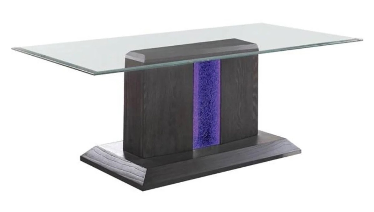 Rhyl Glass/Wood Coffee Table Set w/LED Light