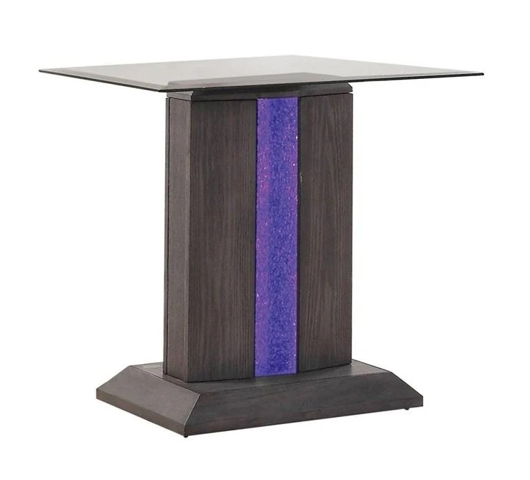 Rhyl Glass/Wood Coffee Table Set w/LED Light