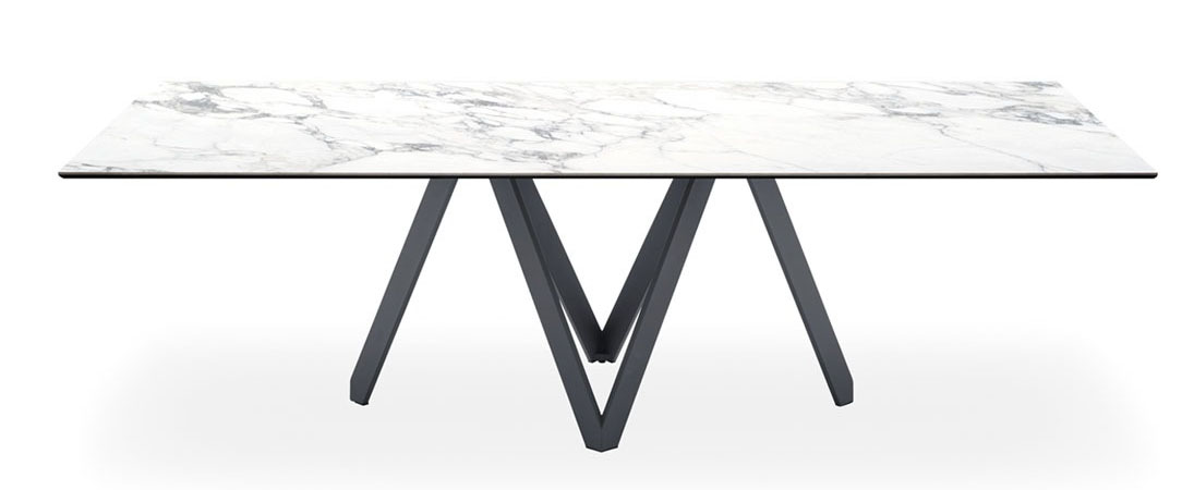 Cartesio W78.7-inch Ceramic/Metal/Wood Customizable Rectangular Dining Table