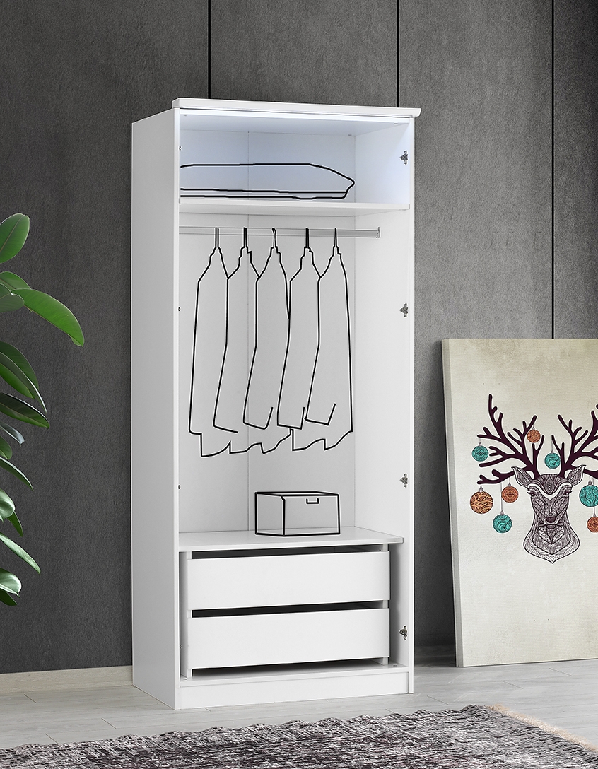 Roma Glossy LED 2-Door Wardrobe