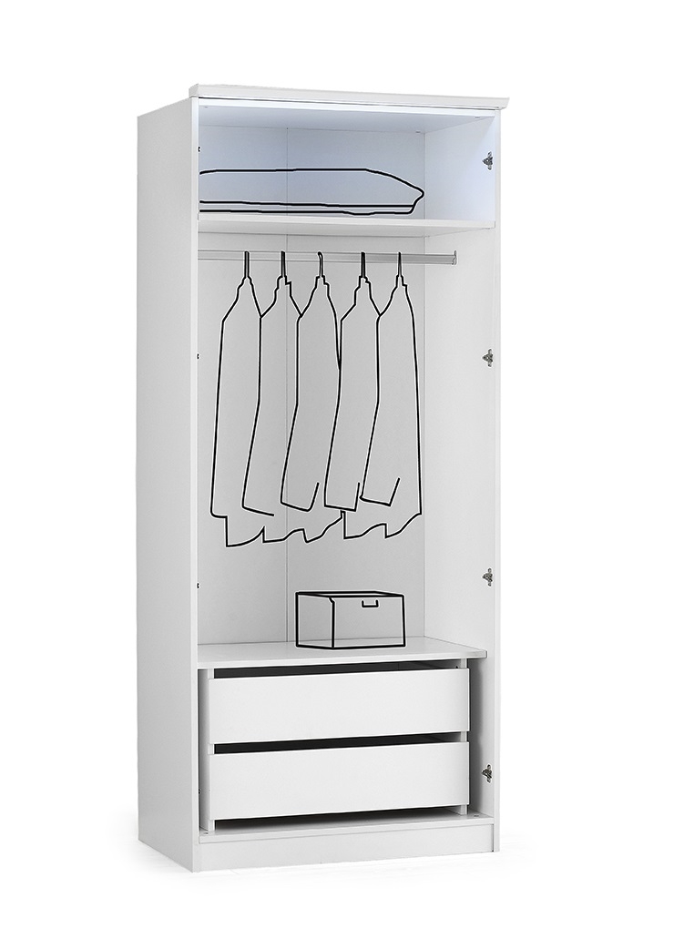 Roma Glossy LED 2-Door Wardrobe