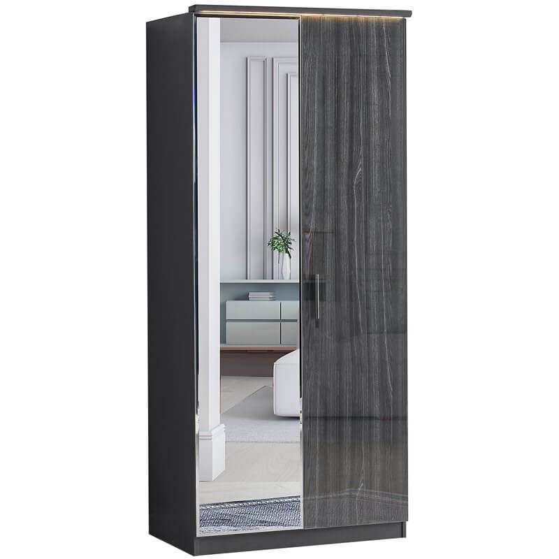 Roma Glossy LED 2-Door Wardrobe