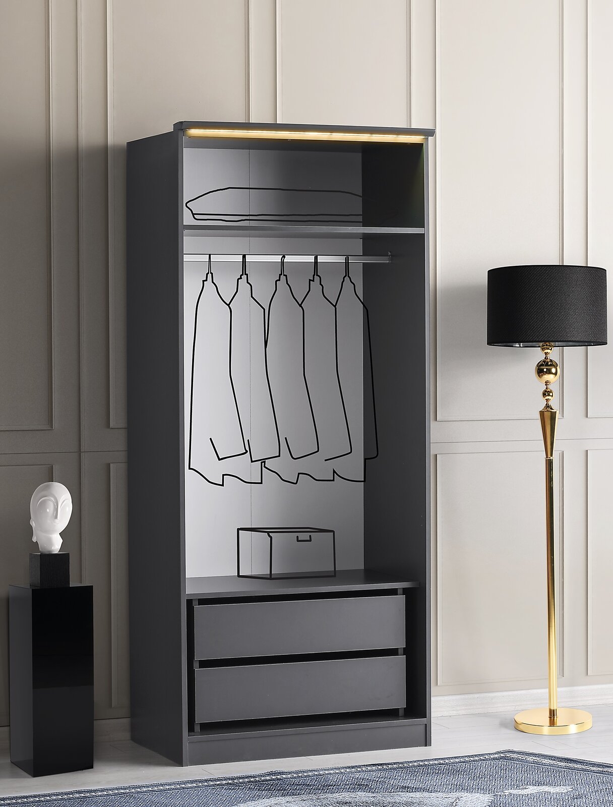 Roma Glossy LED 2-Door Wardrobe