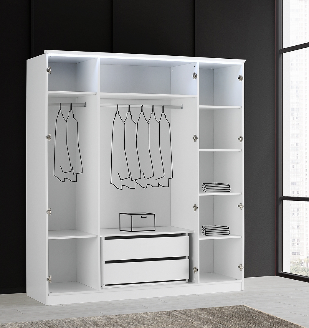 Warsaw Glossy Platform LED Bedroom Set