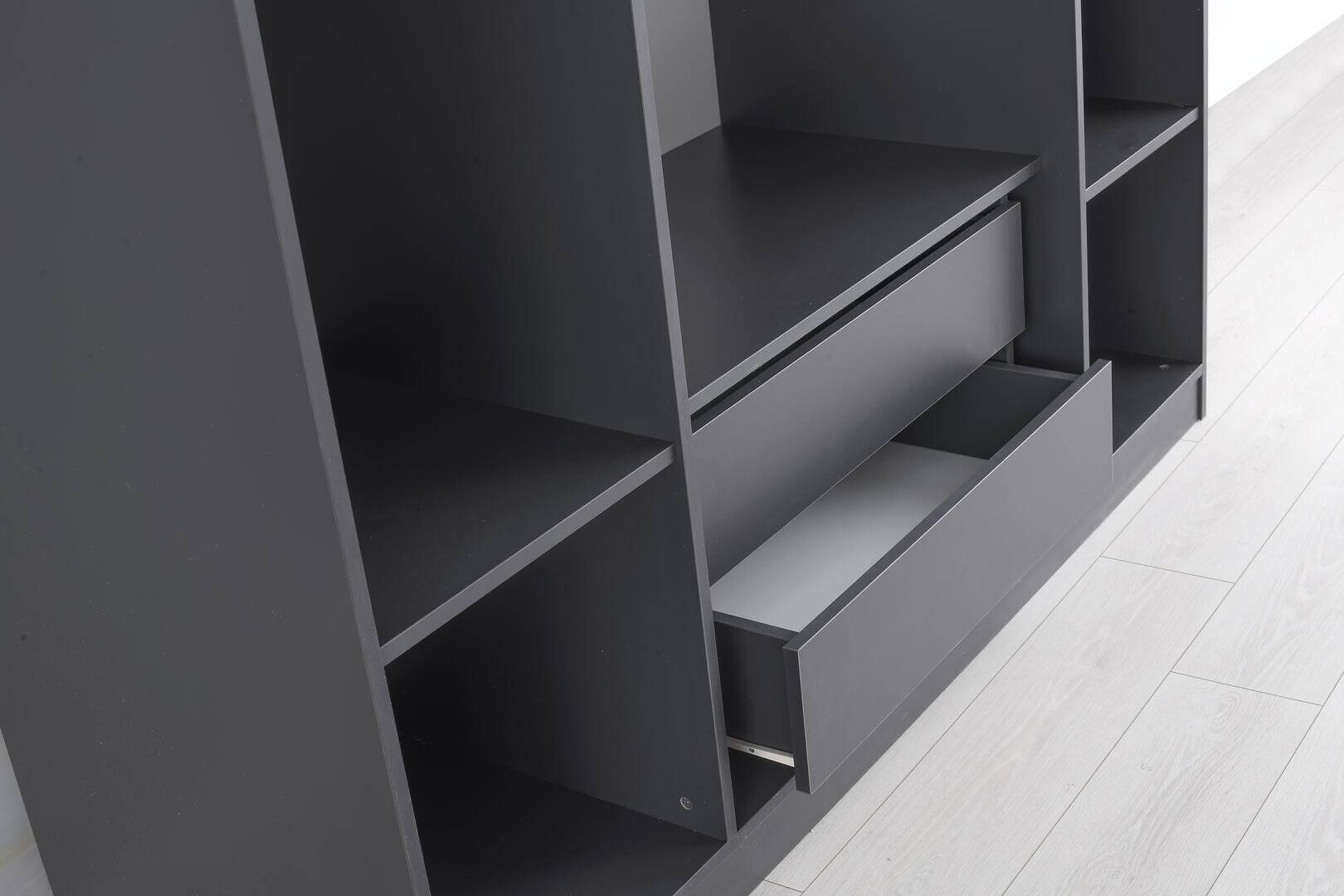 Roma Glossy 4-Door Wardrobe w/Mirror & 2-Drawer Storage