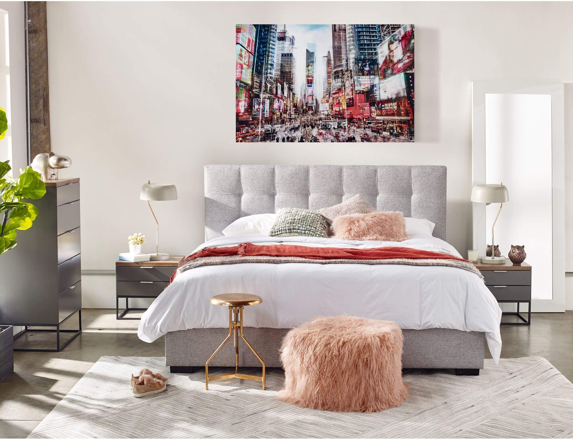 Belle Fabric Queen Size Storage Bed