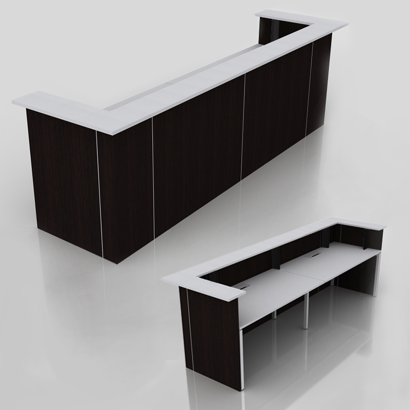 Nova 137" Straight 2-Person Dark Walnut Reception Desk