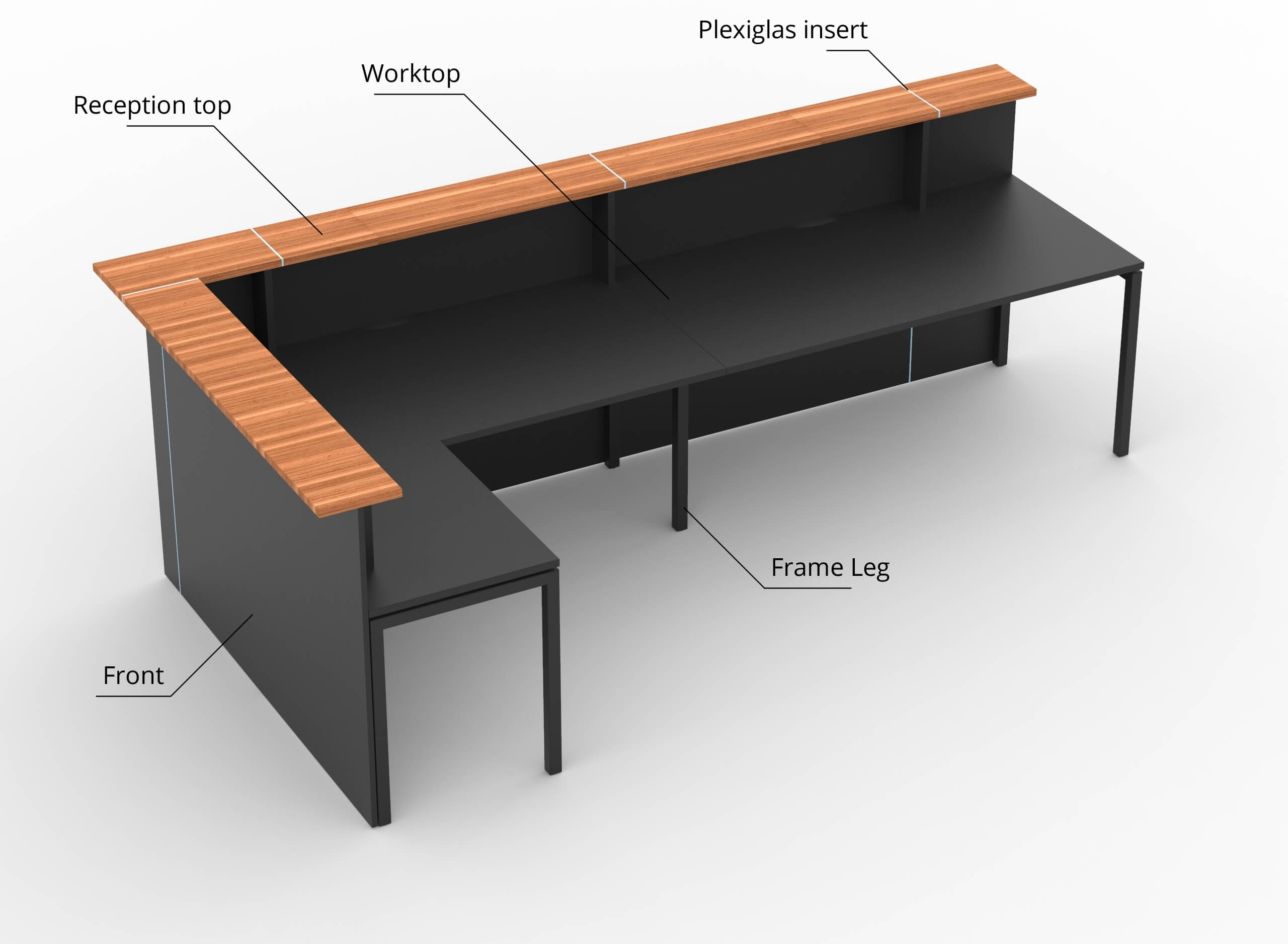 Nova 131" L-Shaped 2-Person Office Reception Desk, Left 
