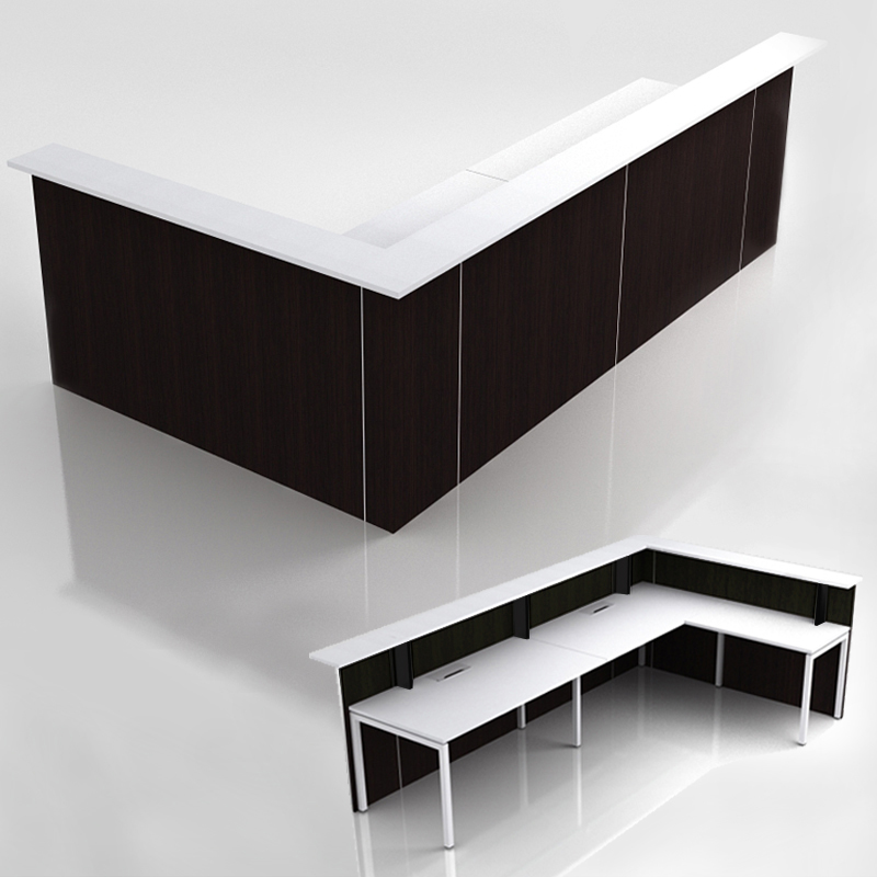 Nova 131" L-Shaped 2-Person Dark Walnut Reception Desk