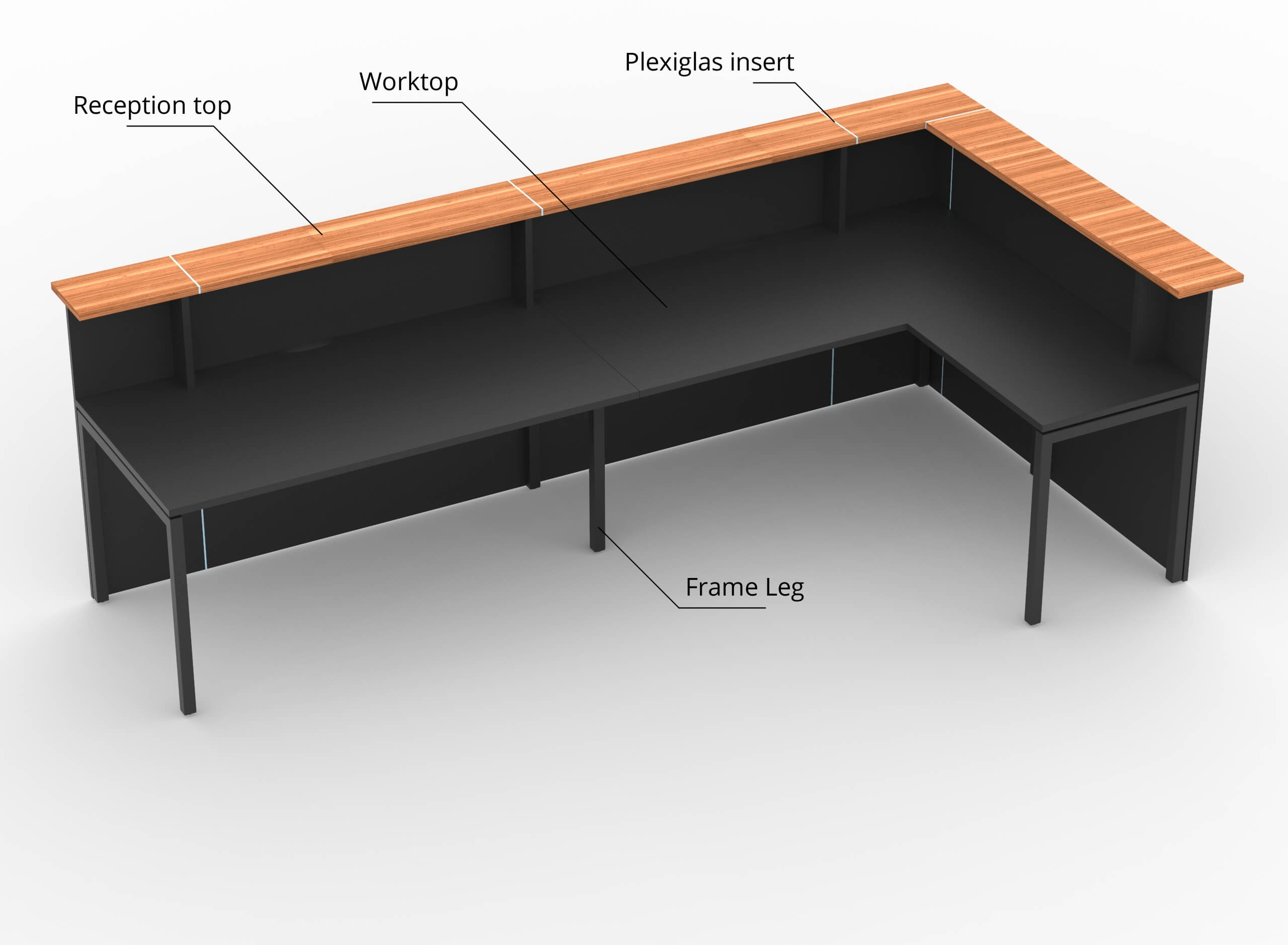 NARBUTAS Nova 131" L-Shaped 2-Person Right Hand Reception Desk Information