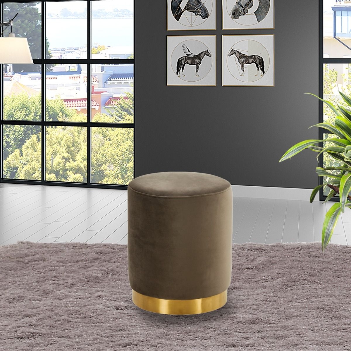 Remmey Round Velvet Ottoman