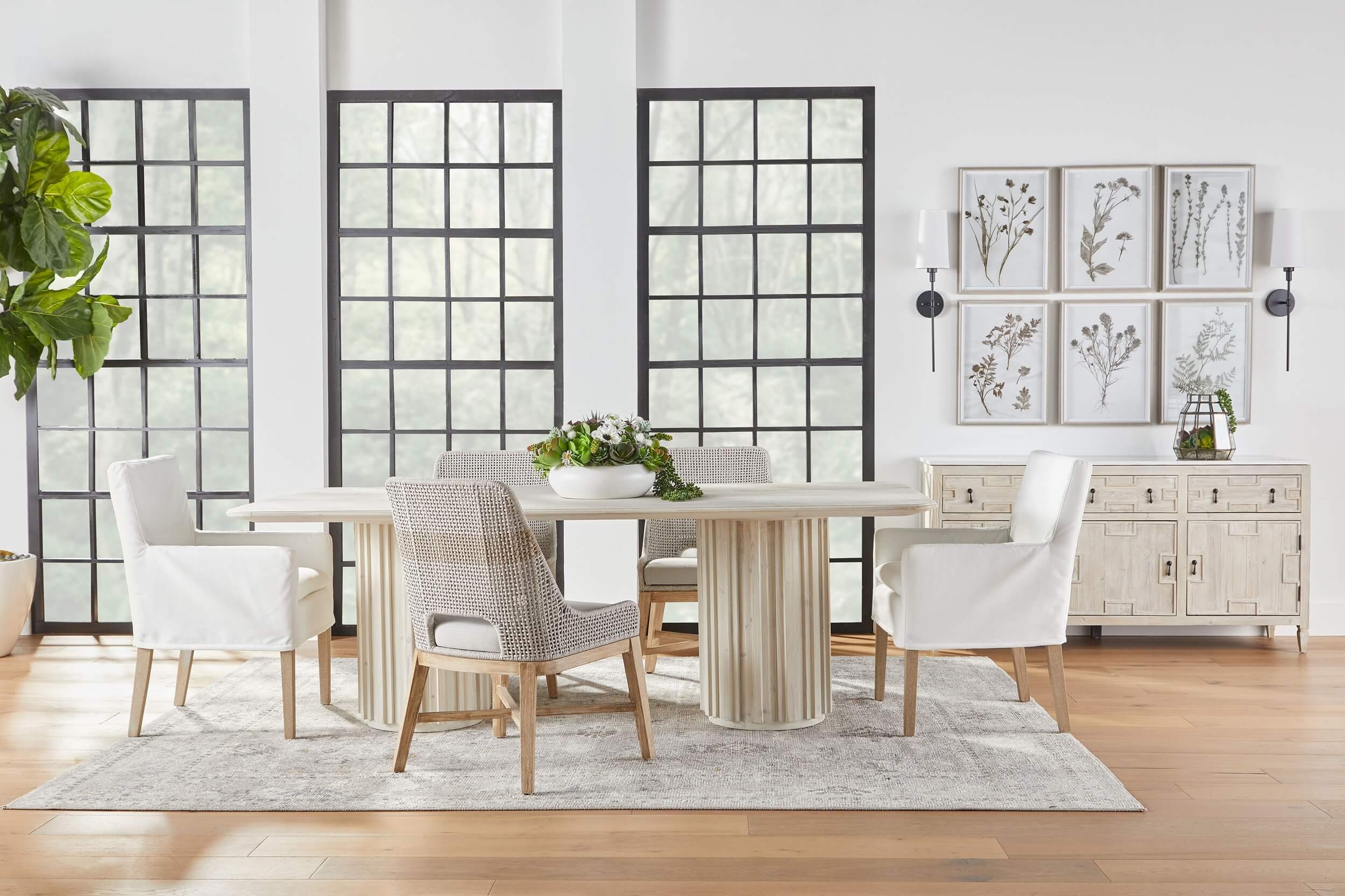 Roma Reclaimed Pine Wood Dining Set, Composition 1