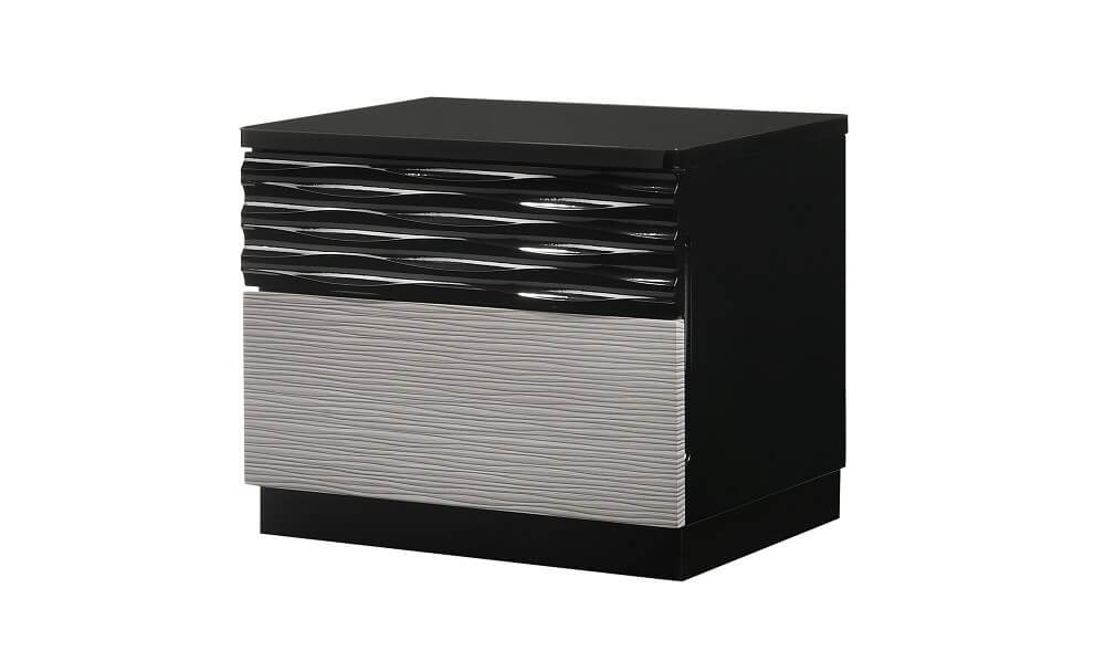 Best Master Romania 2-Drawer Poplar Wood Bedroom Nightstand in Black/ Zebra