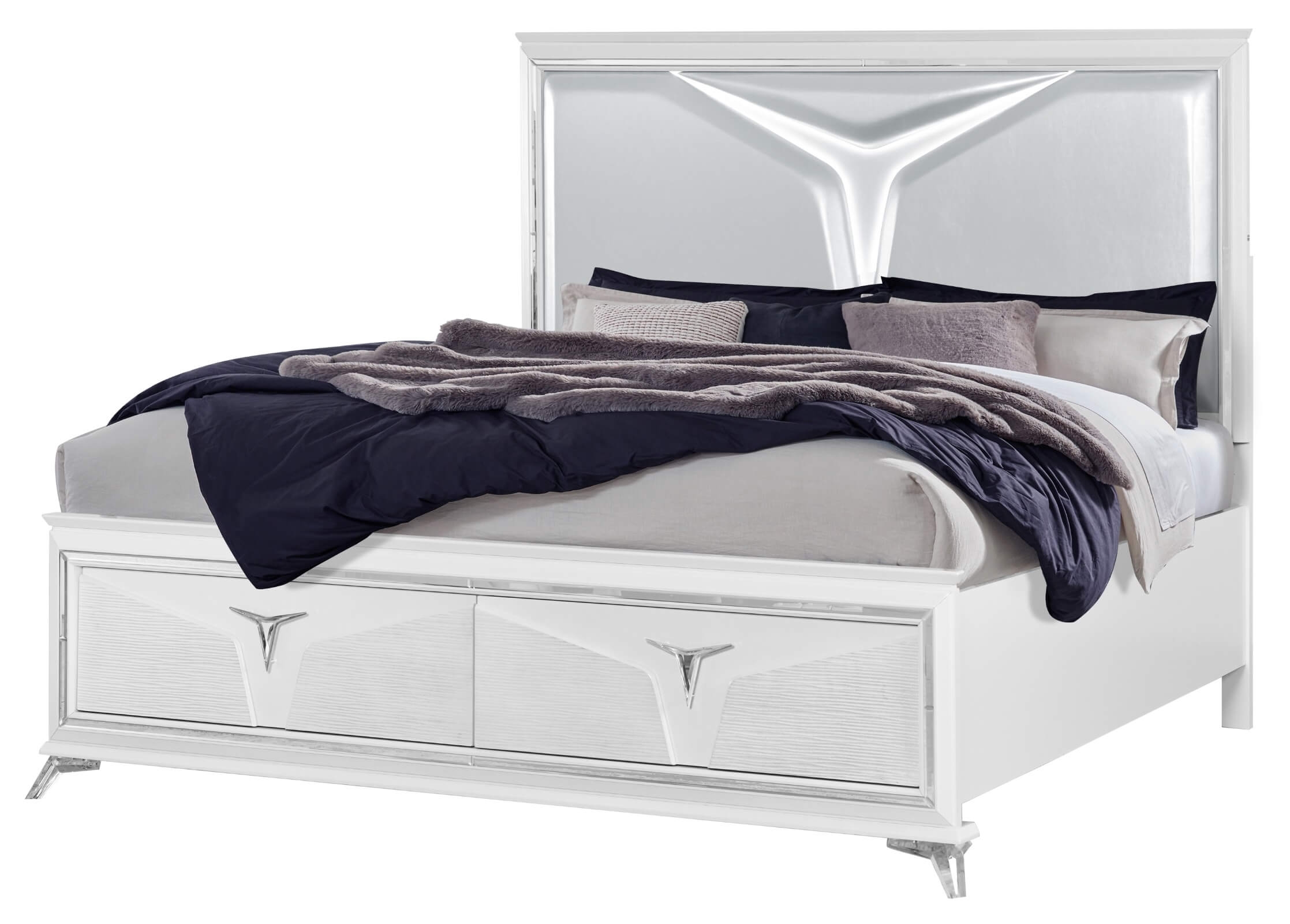 Romo Wood Storage Panel Bed w/LED Light