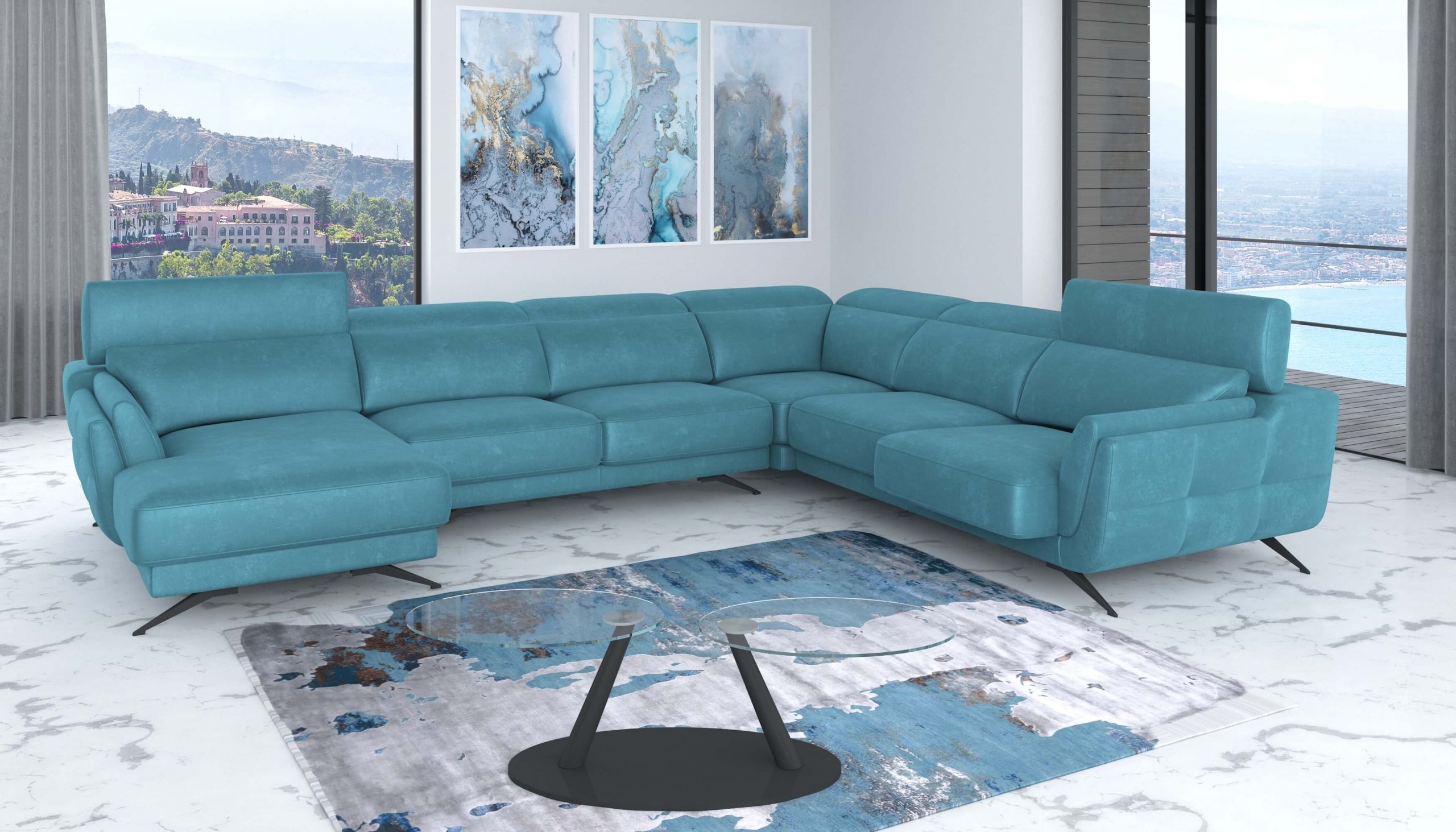 Ronda Fabric L-Shaped Left Arm Chaise Facing Sectional Sofa