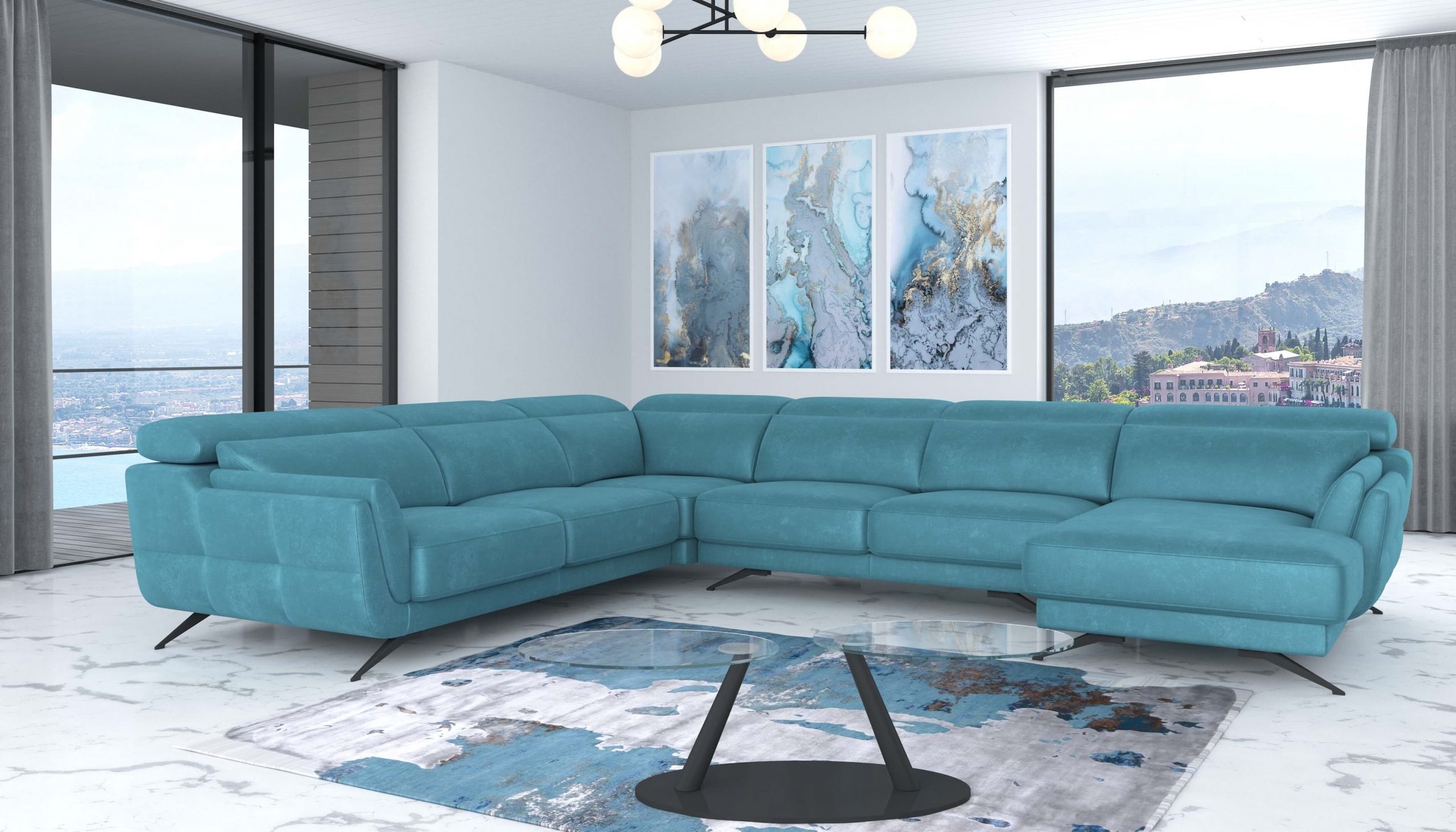 Ronda Fabric L-Shaped Right Arm Chaise Facing Sectional Sofa