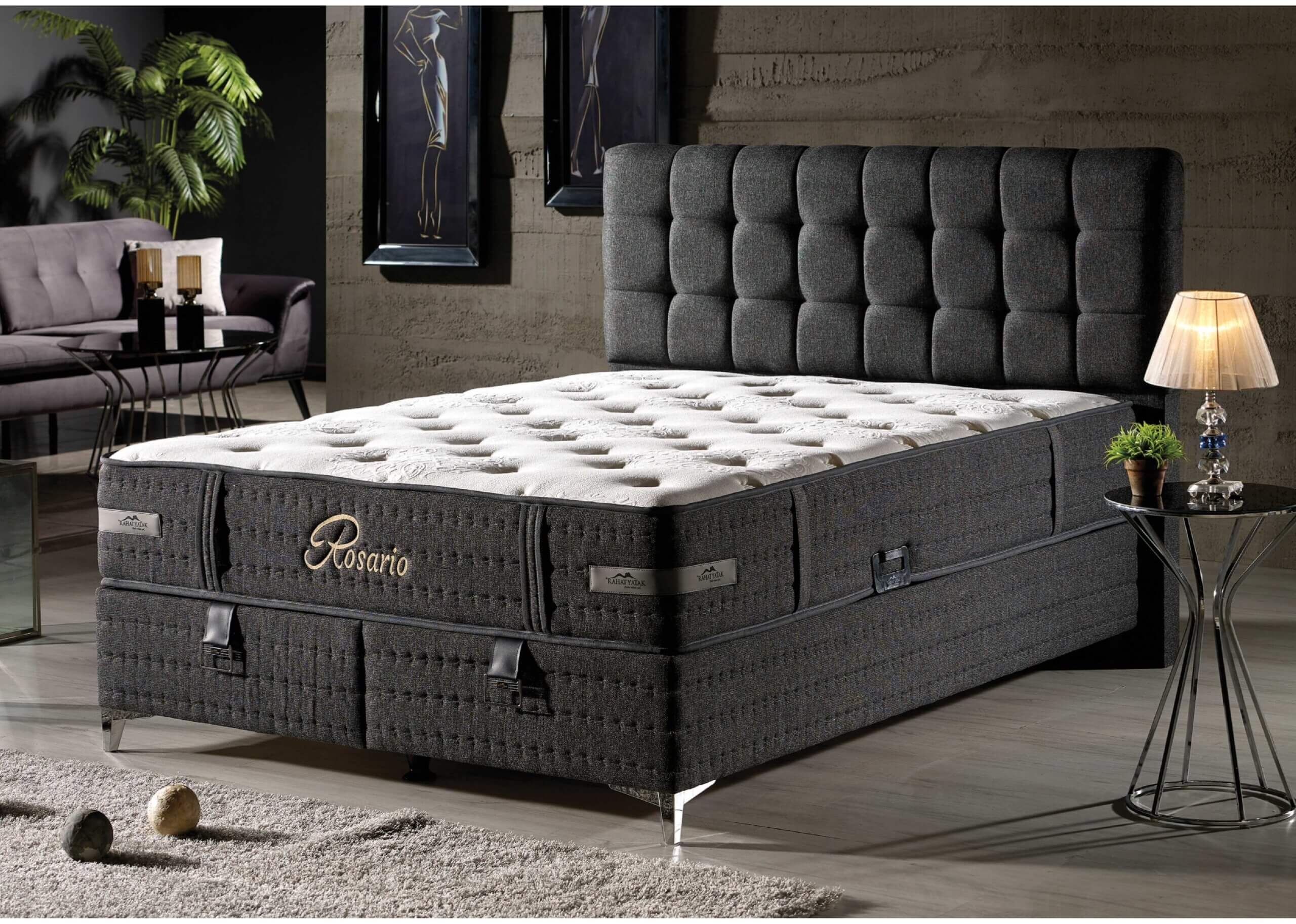 Rosario Tufted Fabric Bed, Queen Size