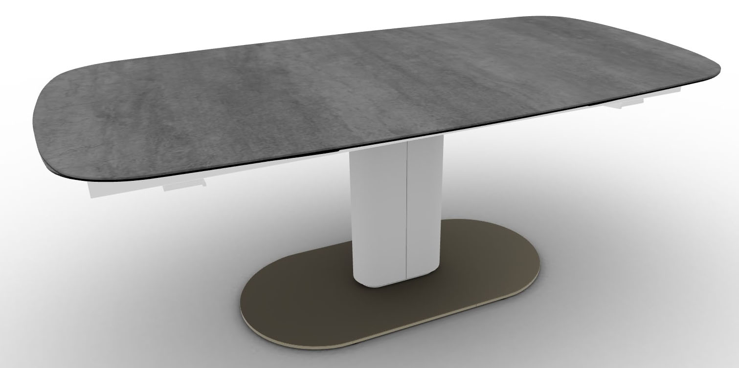 Cameo W78.7"-97.6"-116.5" Ceramic/Metal/Wood Extendable Customizable Elliptical Dining Table