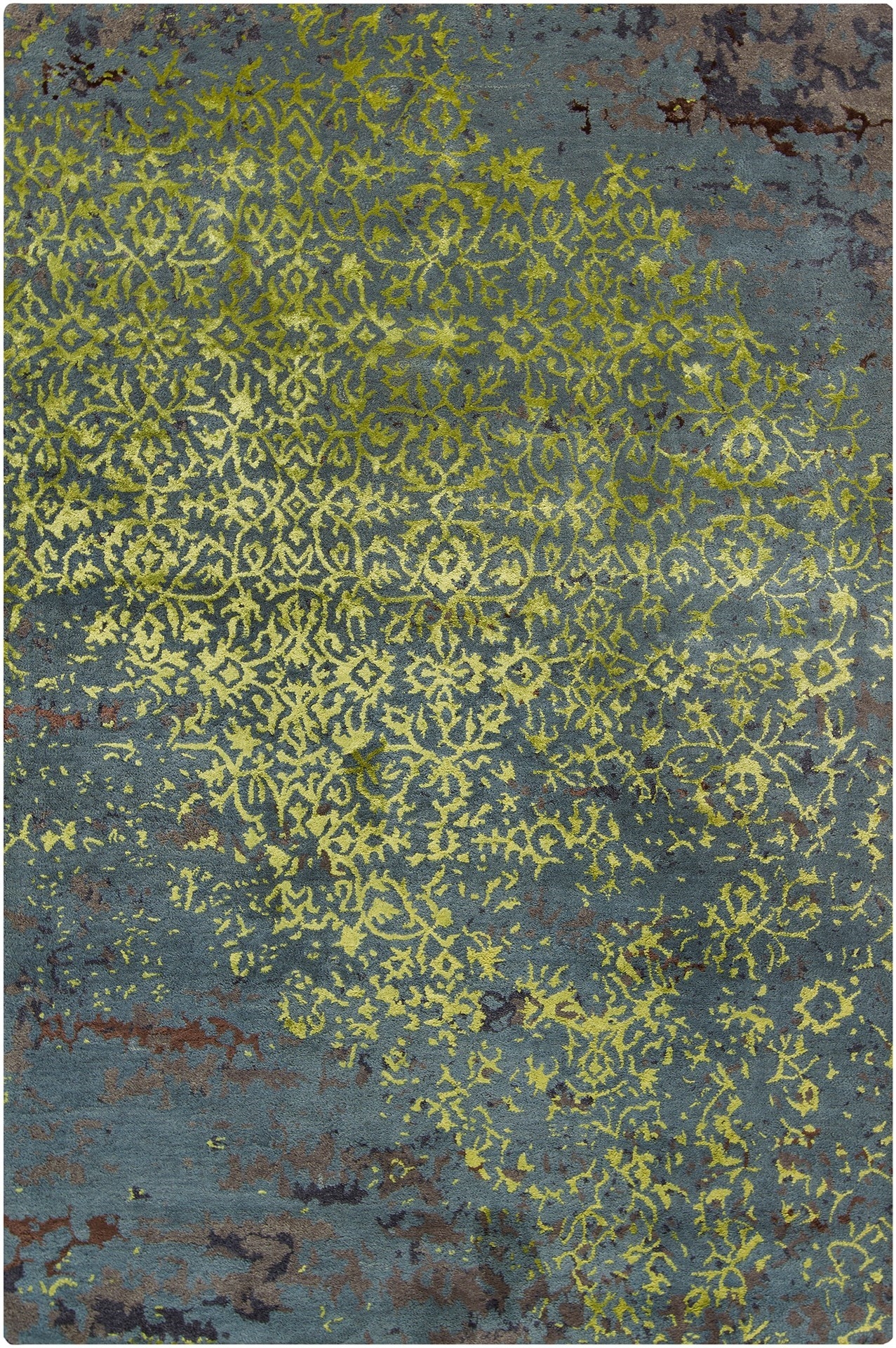 Rupec Wool/Viscose Rectangular Handmade Rug, Composition 1