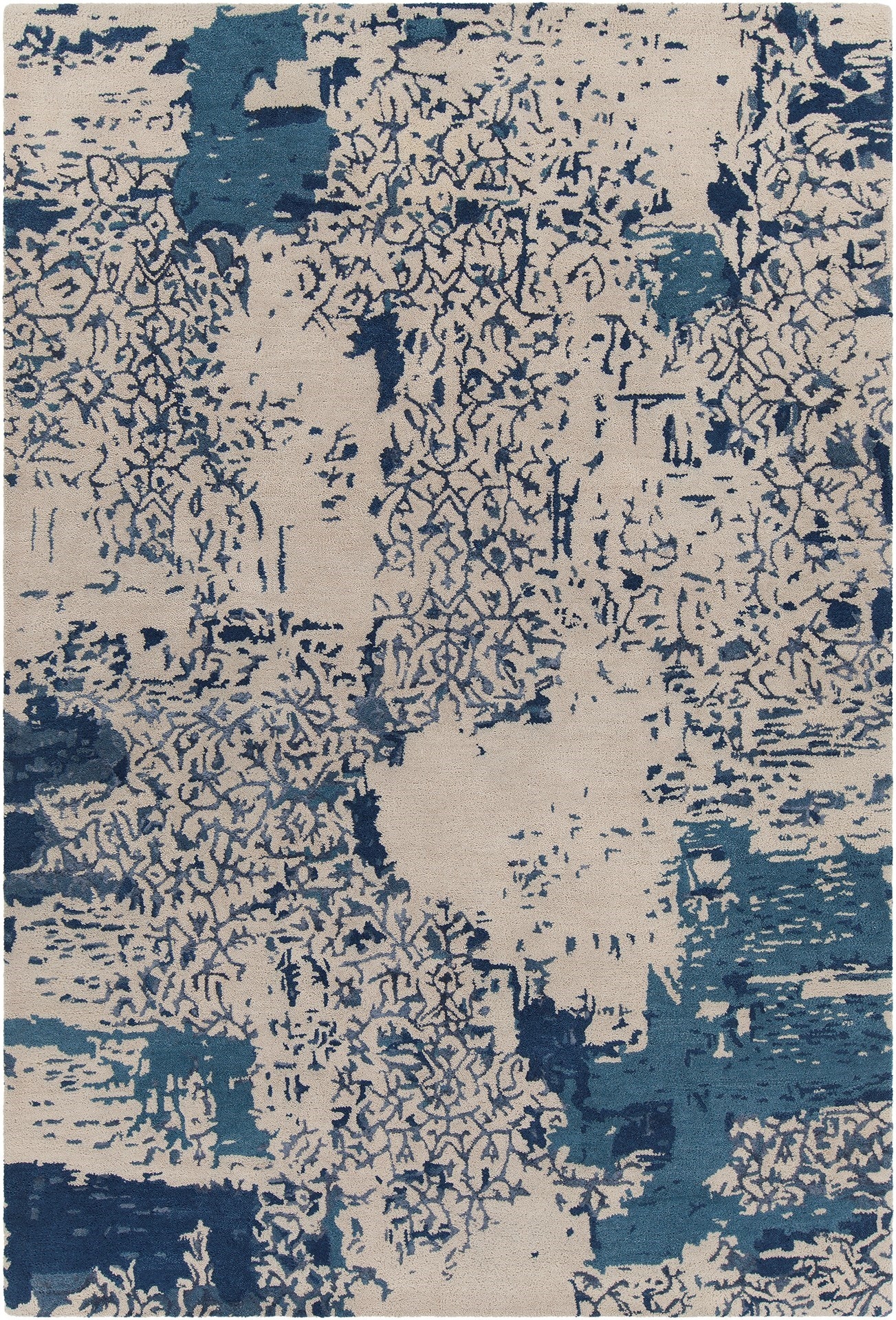 Rupec Wool/Viscose Rectangular Handmade Rug, Composition 7