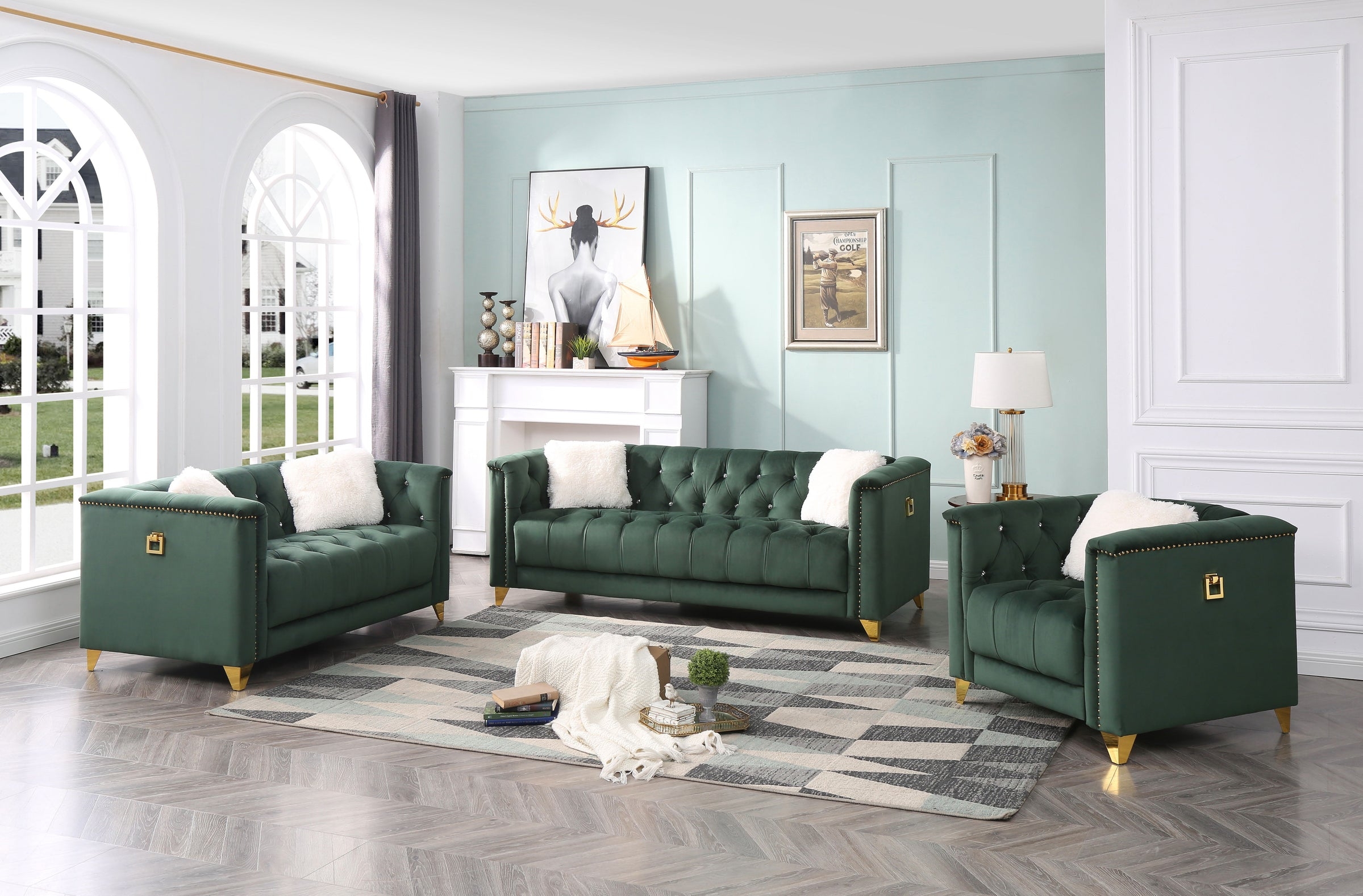 Russell Tufted Velvet Living Room Set