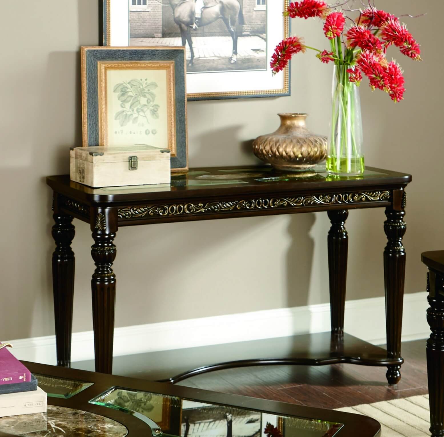 Russian Hill Glass Sofa Table by Homelegance