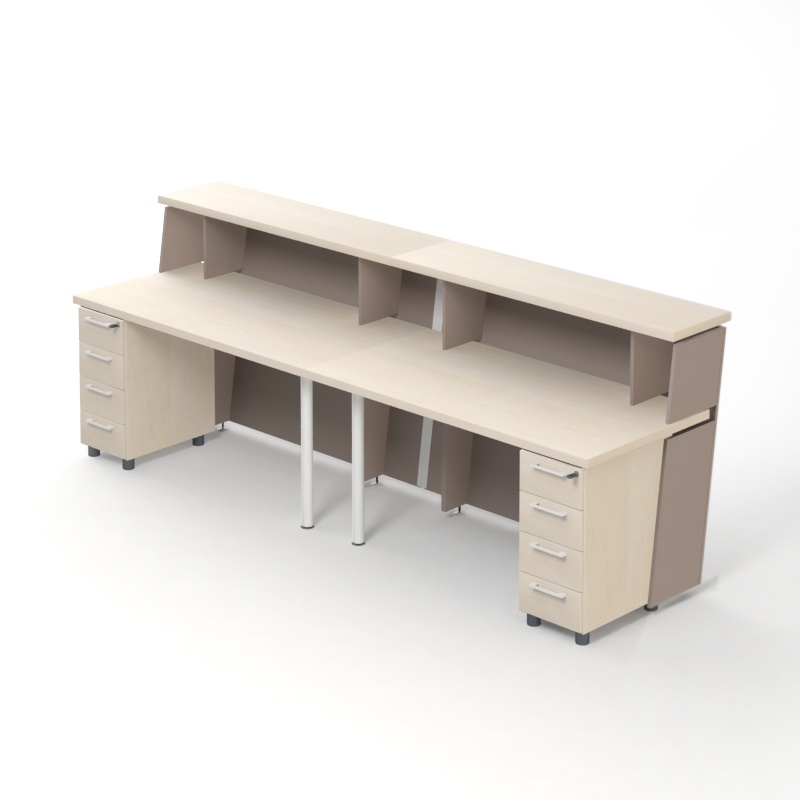 Tera 118" Straight Reception Amber Oak Desk by Kansole