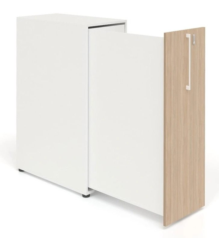Boxi Office Lockable Storage Tower w/1 Shelf, 2 Metal Shelves, 2 Small Drawers & USB Port