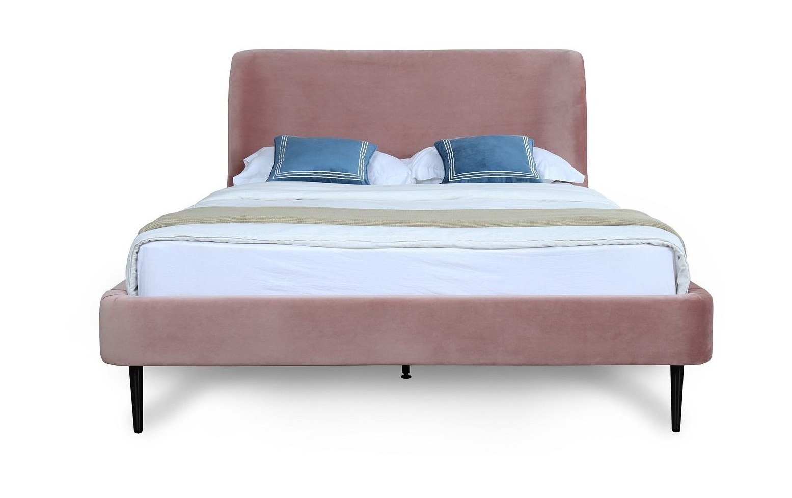Heather Velvet Platform Queen Size Bed