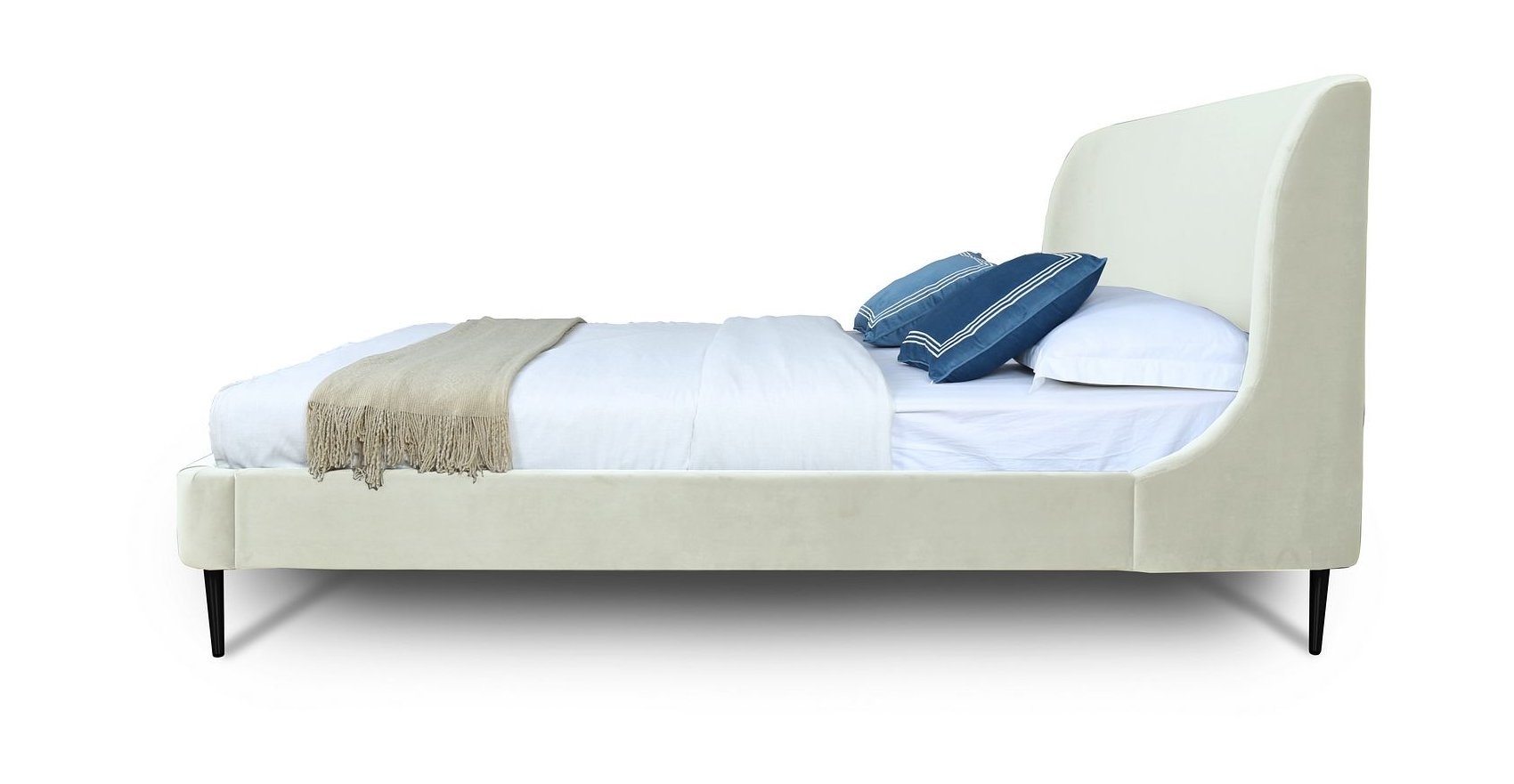 Heather Velvet Platform Queen Size Bed