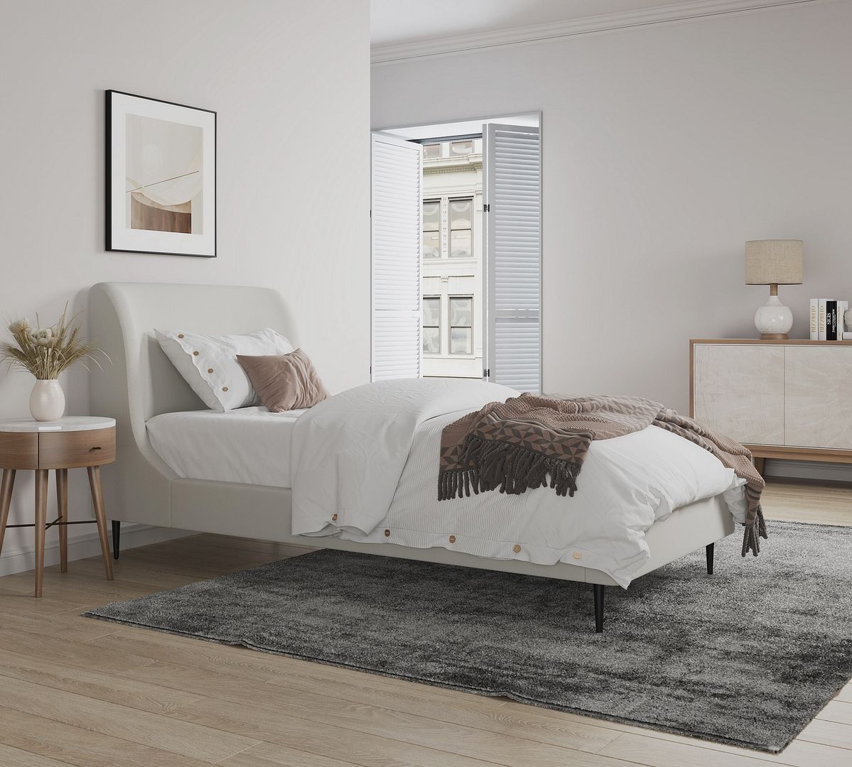 Heather Velvet Platform Twin Size Bed