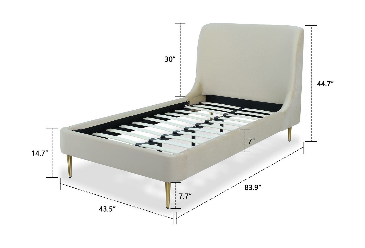 Heather Velvet Platform Twin Size Bed