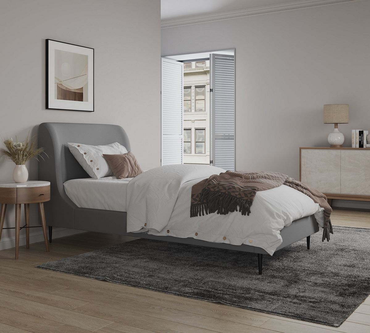 Heather Velvet Platform Twin Size Bed
