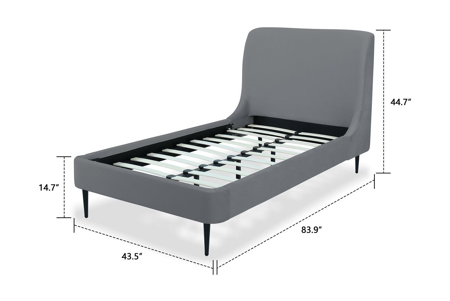 Heather Velvet Platform Twin Size Bed