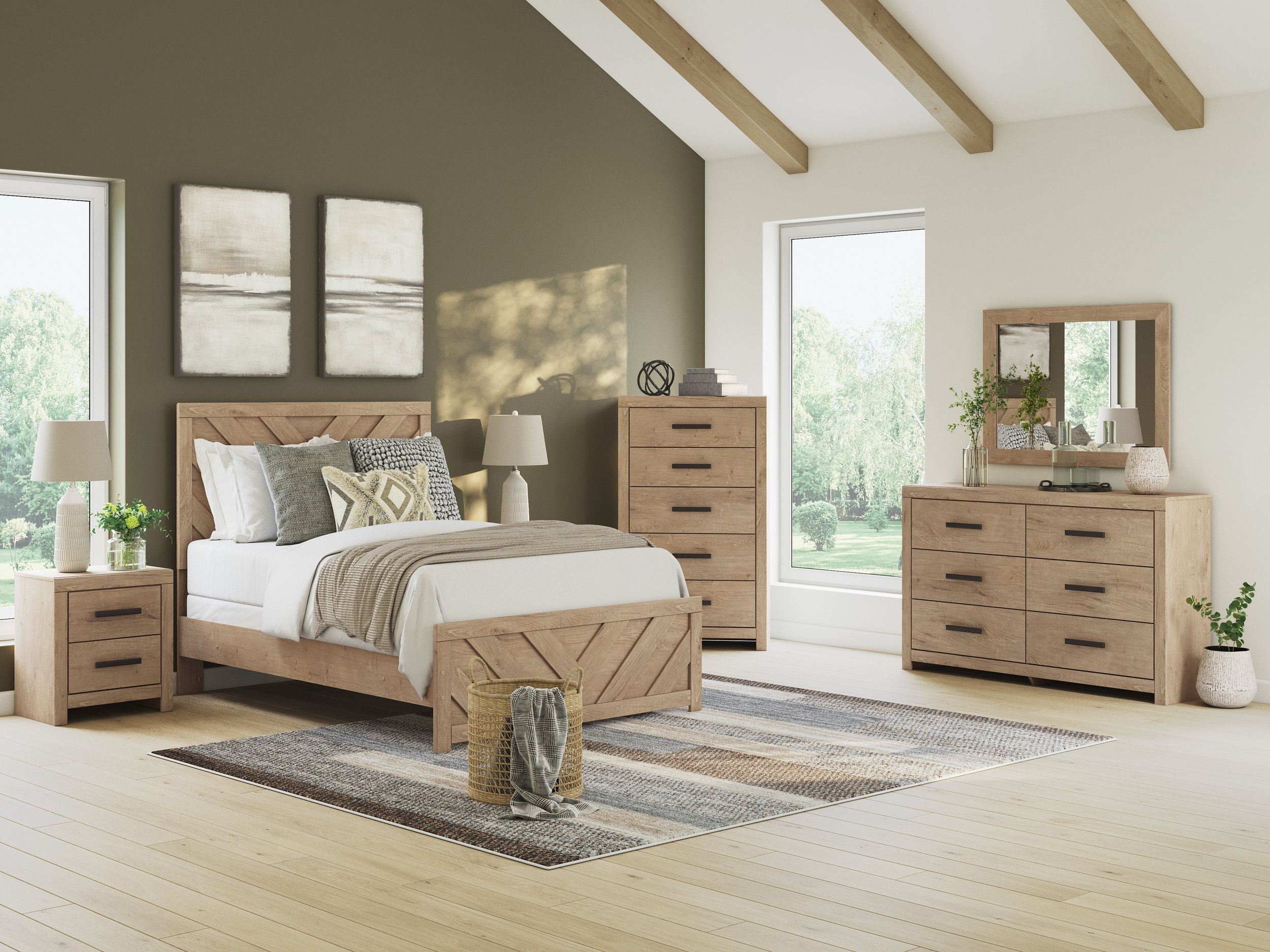 Sanginlane MDF Panel Bedroom Set