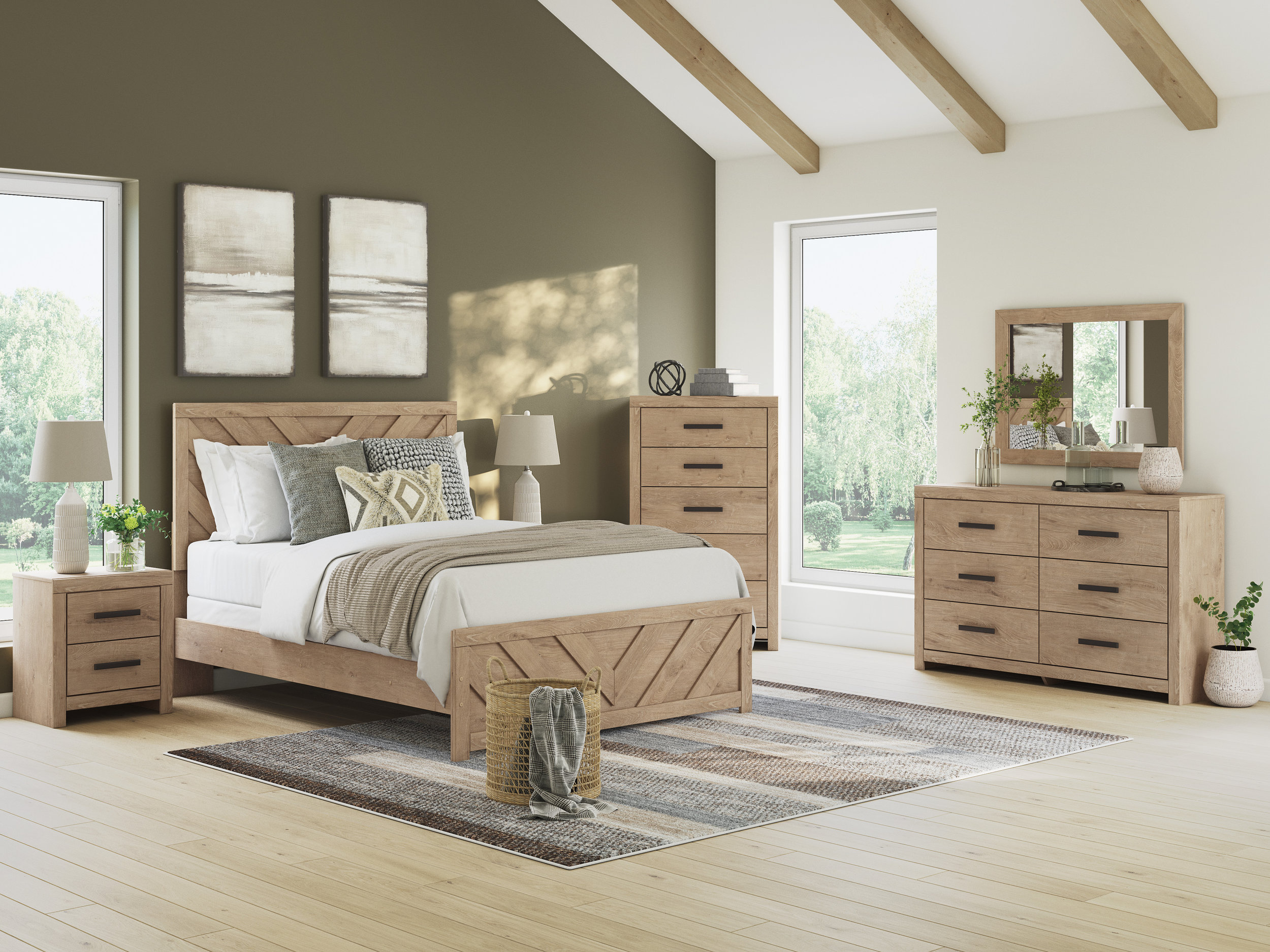 Sanginlane MDF Panel Bedroom Set