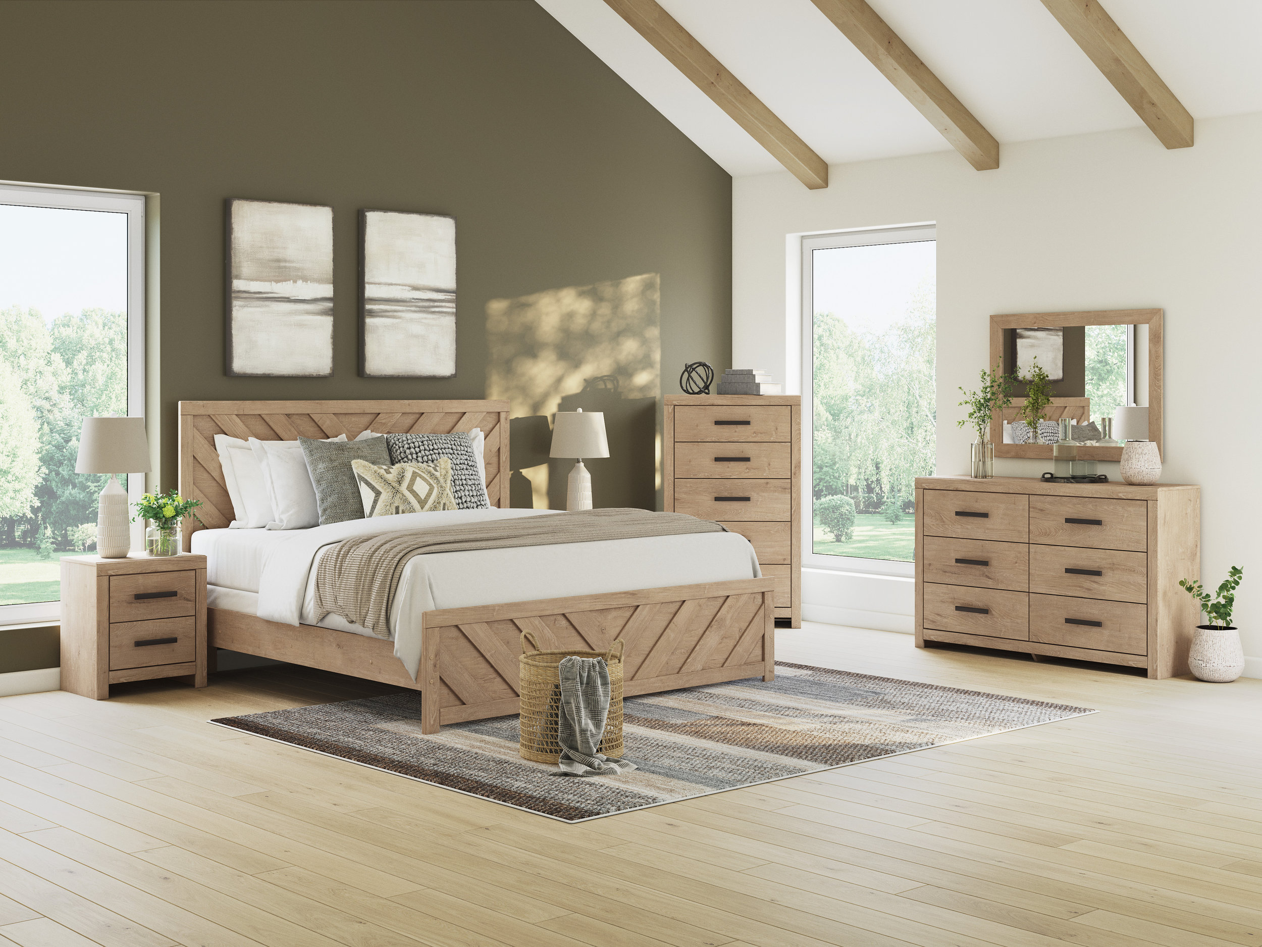 Sanginlane MDF Panel Bedroom Set