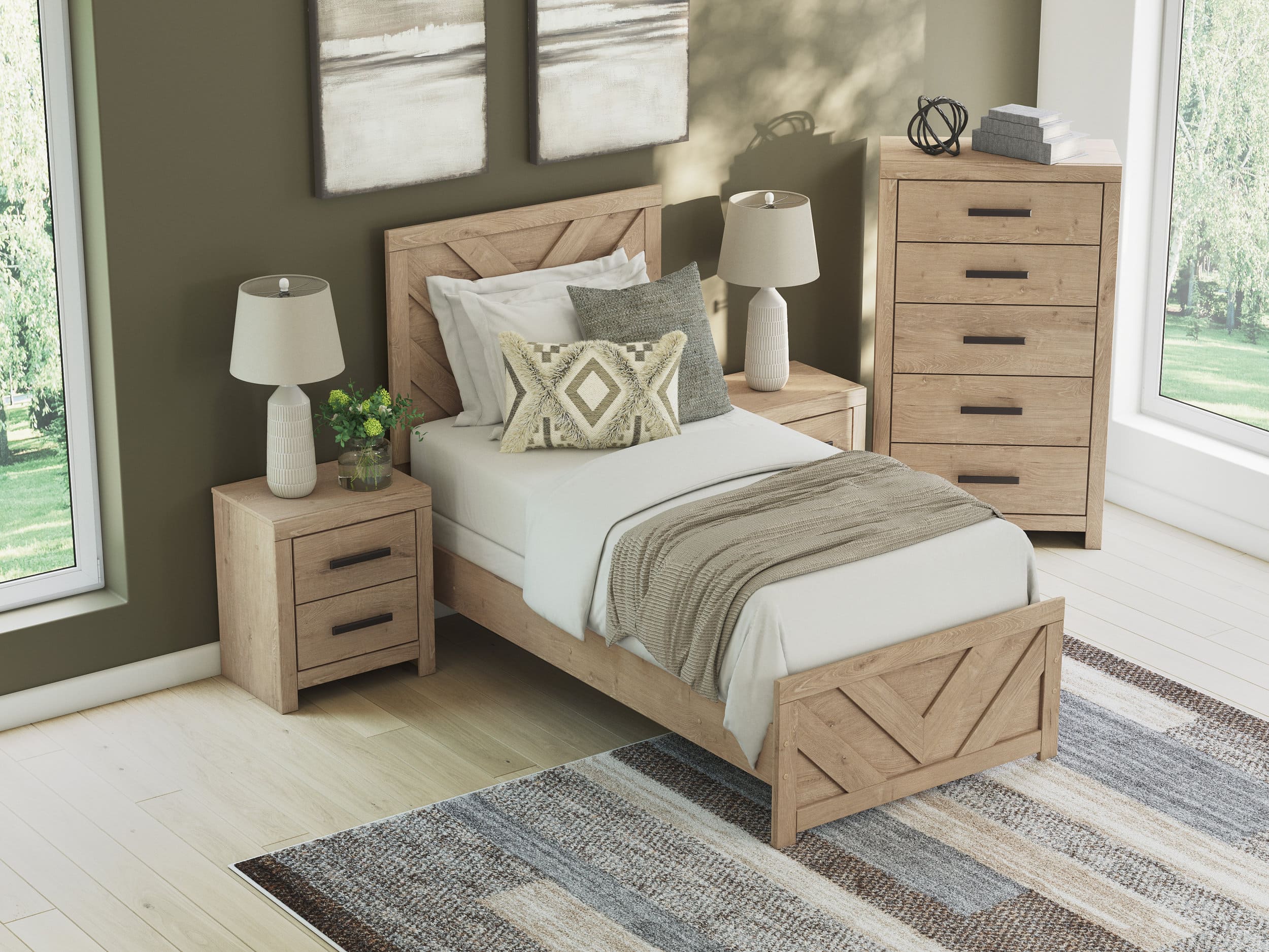Sanginlane MDF Panel Bedroom Set