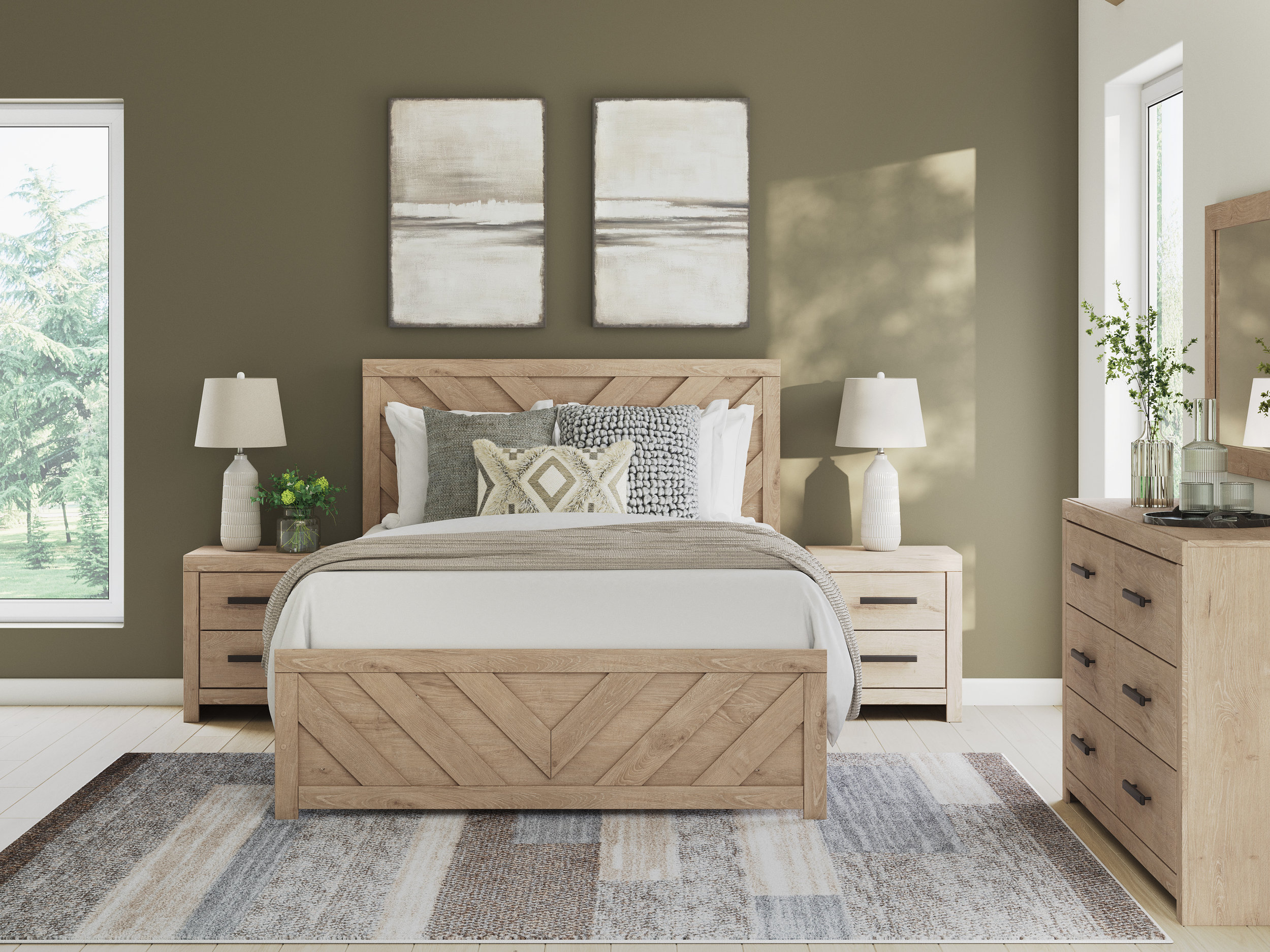 Sanginlane MDF Panel Bedroom Set