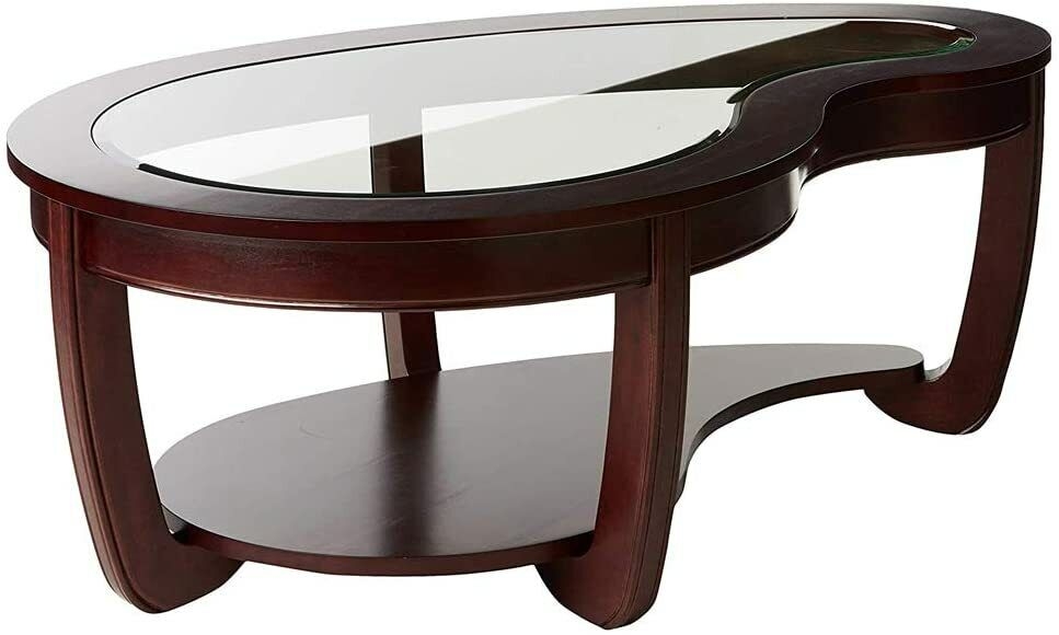 Crystal Falls Glass/Wood Storage Coffee Table Set