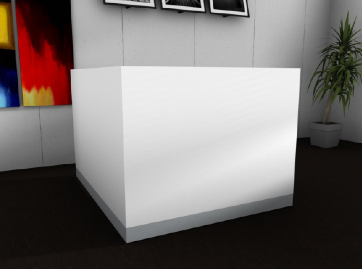 ORGANIC L-Shaped Reception Desk w/Left Side RGB Light Panel