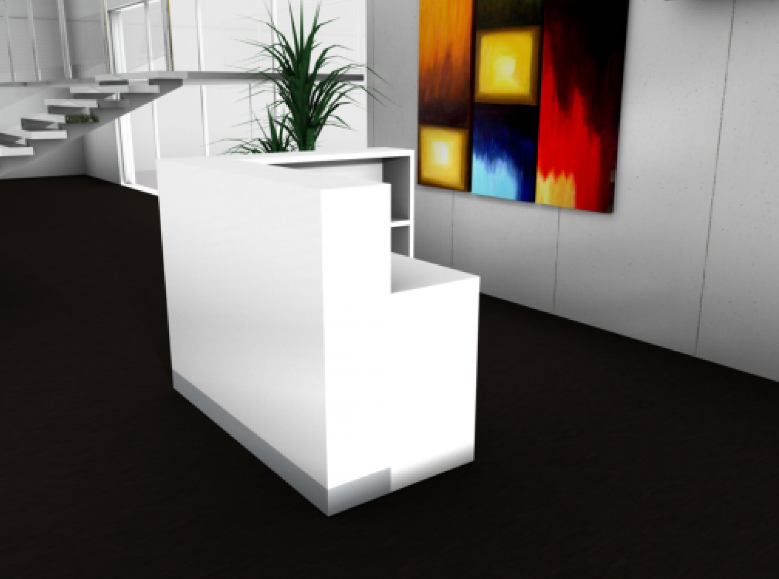 ORGANIC L-Shaped Medium Reception Desk w/Right Side RGB Light Panel