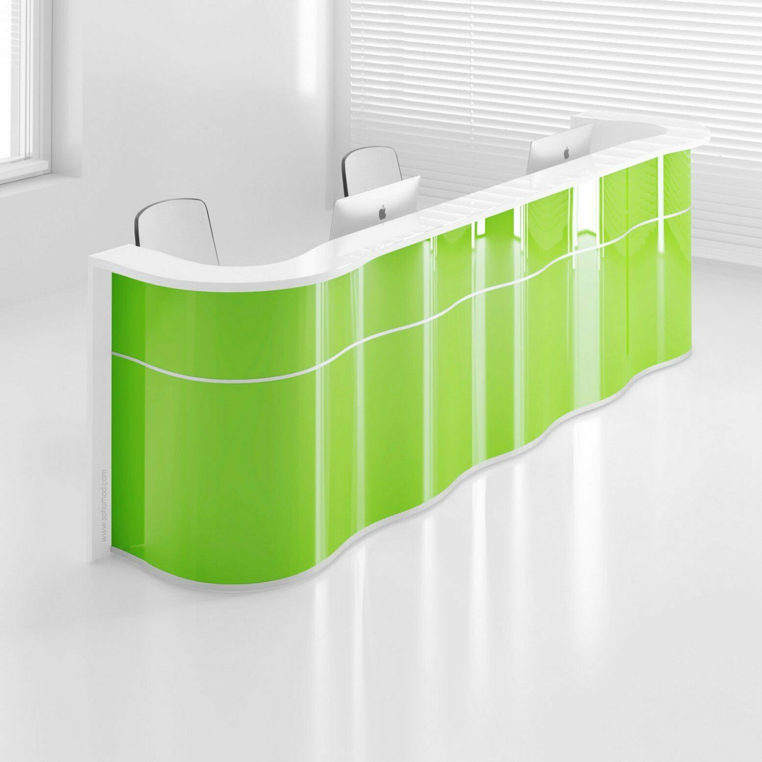 MDD Wave 152" Straight Counter Reception Green Desk