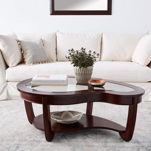 Crystal Falls Glass/Wood Storage Coffee Table